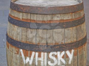 Old wooden barrel cask for whisky or beer or wine