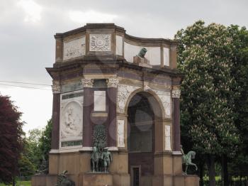Arco del Valentino (meaning Arch of Valentino park) dedicated to the artillery in Turin, Italy