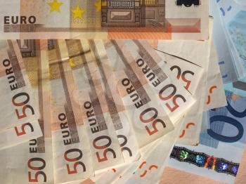 Fifty and Twenty Euro banknotes currency of the European Union