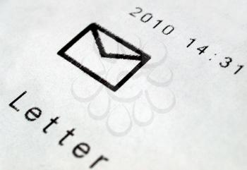 Postage meter with mail letter envelope symbol