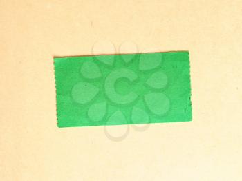 blank green paper tag label or ticket with copy space