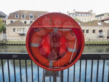 Detail of a lifebuoy on the river bank