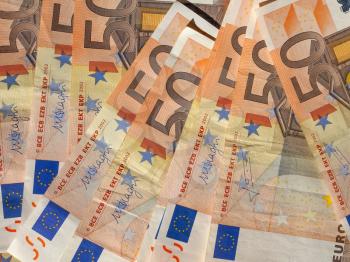 Fifty Euro banknotes currency of the European Union