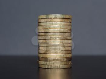 Pile of Euro coins money (EUR), currency of European Union useful as a background