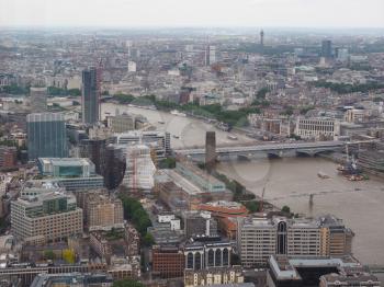 Aerial view of River Thames in London, UK