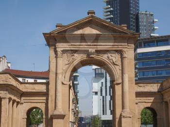 The Porta Nuova city gates in Milan Italy