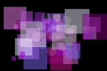 Abstract minimalist violet illustration with squares and black background
