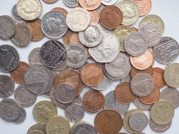 LONDON, UK - AUGUST 01, 2015: British Pound coins currency of the United Kingdom
