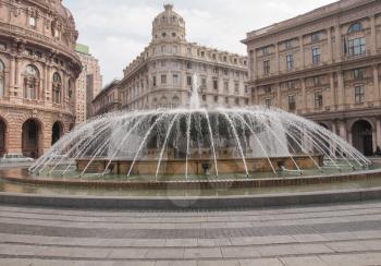 Fountain in Piazza De Ferrari main square in Genoa Italy