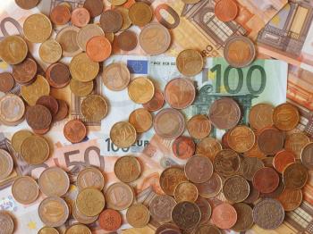 Euro banknotes and coins (EUR), currency of European Union