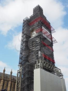 Big Ben conservation works at the Houses of Parliament aka Westminster Palace in London, UK