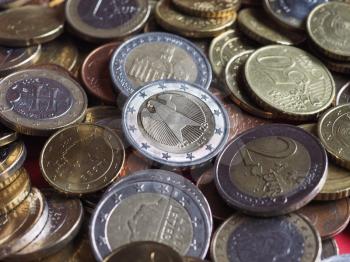 Euro coins money (EUR), currency of European Union