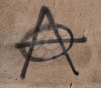 Symbol of Anarchy painted on a wall
