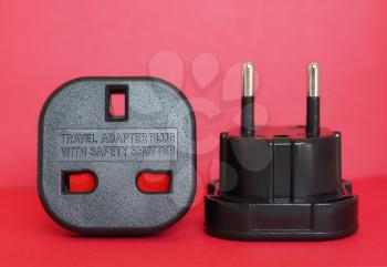 Type G (British) socket to Type F (Schuko) plug travel adapter with safety shutter