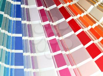 Colour chart with different hues of paint