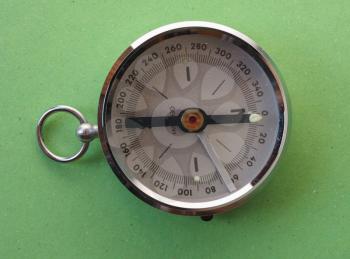 compass aka Gyrocompass device for finding direction consisting of a magnetized needle that swings freely on a pivot and points to magnetic north