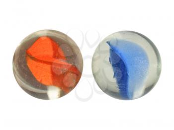 Coloured glass marble spheres toy isolated on white