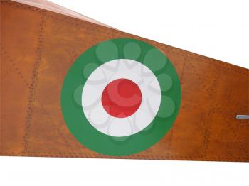 Flag of the Italian Air Force Aeronautica Militare on an old plane