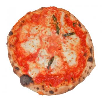 Italian pizza margherita aka margarita with tomato and mozzarella cheese - isolated over white background