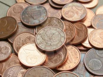 Range of Euro coins useful as a background