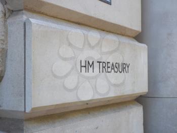 HMRC (Her Majesty Treasury) sign in London, UK