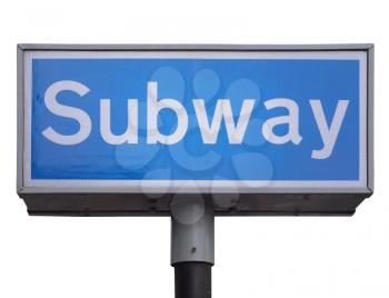 An underground subway metro tube traffic sign - isolated over white background