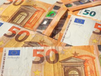 Fifty Euro banknotes money (EUR), currency of European Union