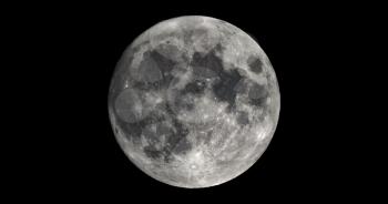 Full moon seen with an astronomical telescope, 4K format