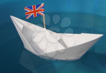 Paper ship with Union Jack UK Flag