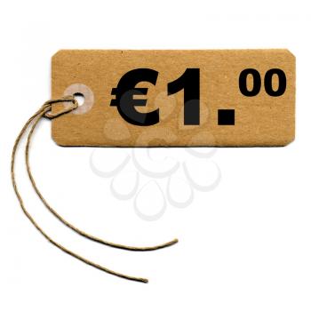 Price tag with string isolated over white - 1 Euro