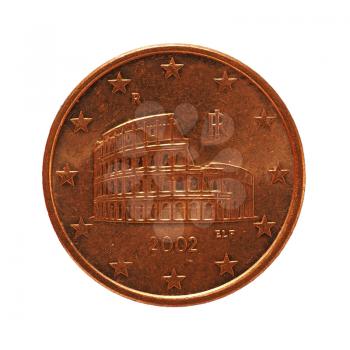 5 cents coin money (EUR), currency of European Union, Italy isolated over white background