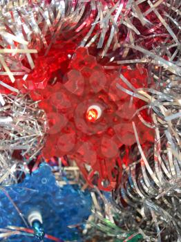 Tinsel and lights for Christmas tree decoration