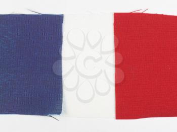 The French national flag of France made with fabric swatches