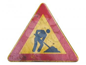 Warning signs, road works traffic sign, men at work