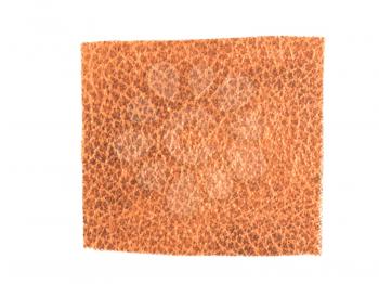 Brown tabby fabric swatch leatherette over white background