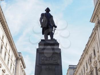 Statue of 1st Baron Robert Clive (aka Clive of India) commander in chief of British India in London, UK