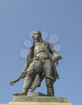 Bronze statue of Mr Pietro Micca, a local war hero in Turin, Italy