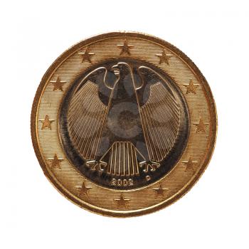 1 euro coin money (EUR), currency of European Union, Germany isolated over white background