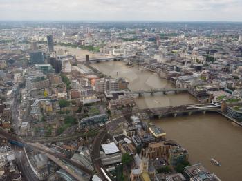 Aerial view of River Thames in London, UK