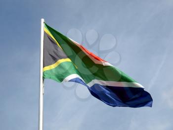 Flag of South Africa over a blue sky