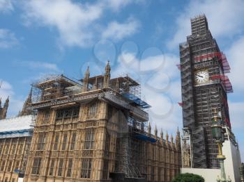 Conservation works at the Houses of Parliament aka Westminster Palace in London, UK