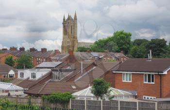 View of the city of Leyland, UK with St Ambrose church