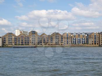 Docks in London Docklands on River Thames, UK