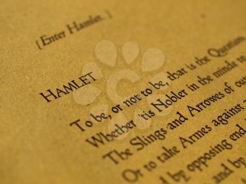 William Shakespeare's Hamlet (original Middle English text from the First Folio of 1623) - selective focus