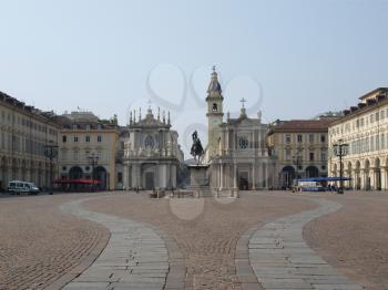 Piazza San Carlo royal square in Turin (Torino), Italy