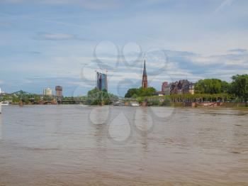 View of city of Frankfurt am Main in Germany from the river