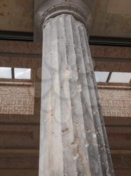 Column damaged by air raid bombing during WW2 in Berlin Museumsinsel