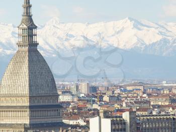 Turin panorama view seen from the hill