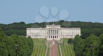 Aerial view of Parliament Buildings (aka as Stormont) in Belfast, UK