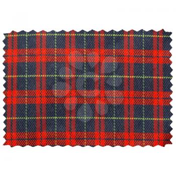 Tartan fabric swatch sample isolated over white background